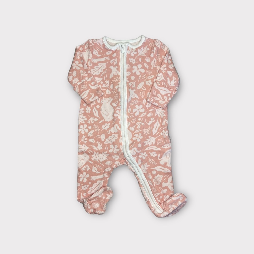 The Gruffalo By Mori Pink Floral Footie Bamboo Zipper